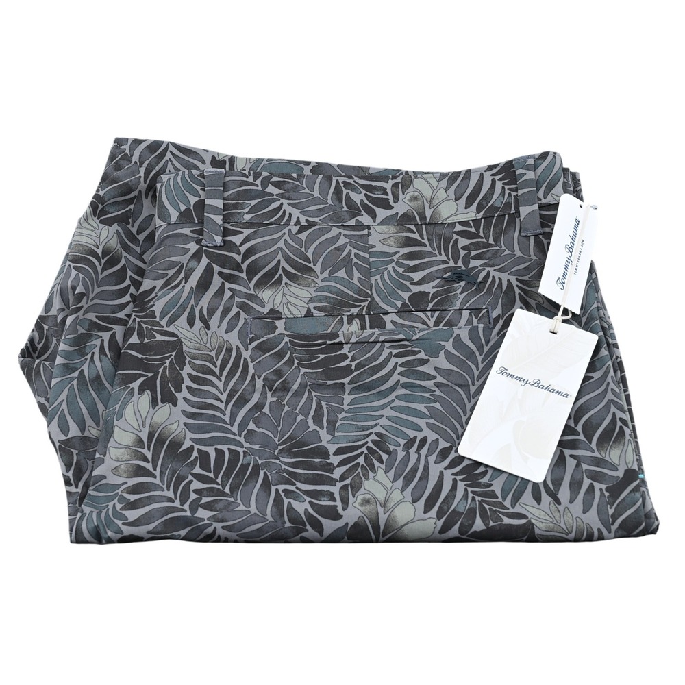 Tommy Bahama NWT Barbados Pro Shorts 42x9 Camo Fronds Grey Palm Leaf Golf Luxe